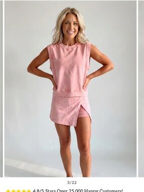 Sleeveless Pink Two-Piece Skirt Set with Wrap Skirt